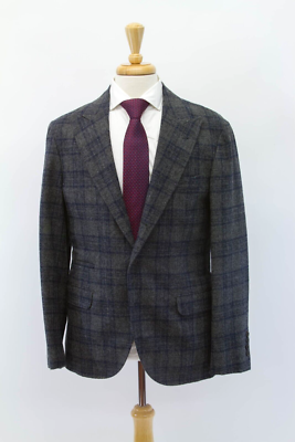 BRUNELLO CUCINELLI アルパカ ノーカラージャケット　40 NWT$5995 Brunello Cucinelli Men Alpaca Blend Plaid Print