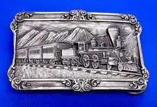 Steam Engine Railroad Train Transportation Commemorate 1984 Siskiyou Belt Buckle