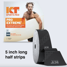 New - KT Tape Pro Extreme Black 300 5" 1/2 strips jumbo kinesiology sports tape