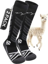 Ski Socks for Men Women 2 pairs , Merino Wool Large, 2 Pairs Black D