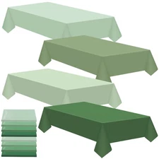 12 Pcs Sage Green Plastic Tablecloths, Woodland Forest Baby Shower Table Cove...