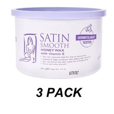 Lot 3 Cans Satin Smooth Honey Wax With Vitamin-E 14Oz Ea New