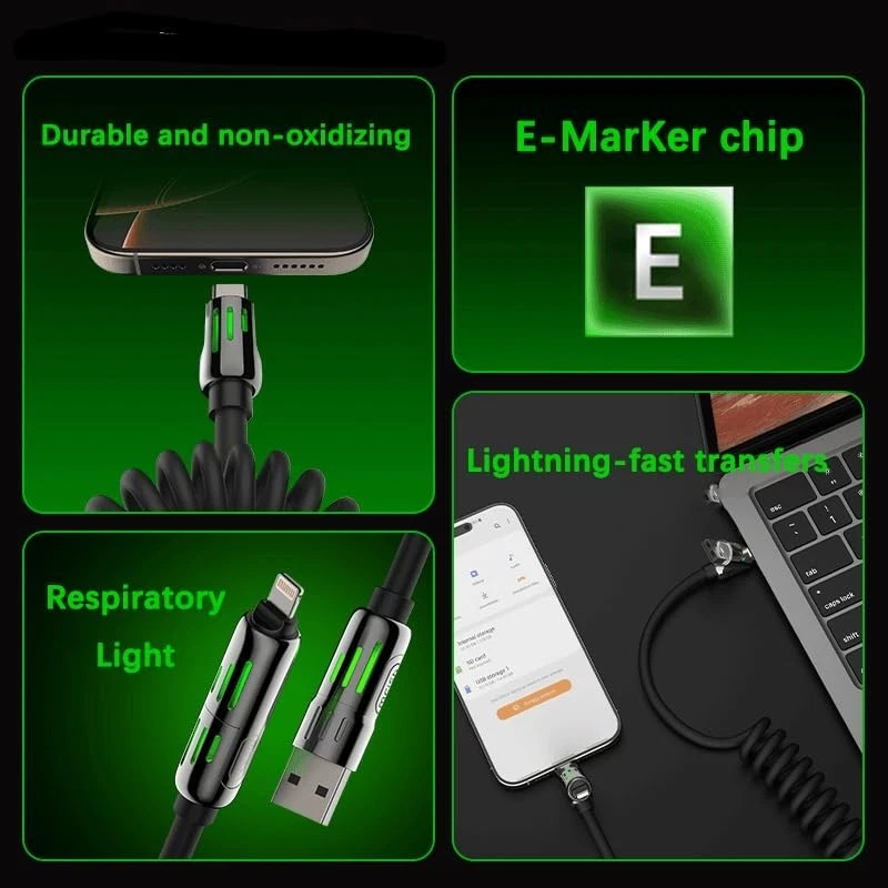 4in1 USB Type-C Cable 5ft Data Cord Super Fast Charging Cable For iPhone Samsung - Image 3 of 4