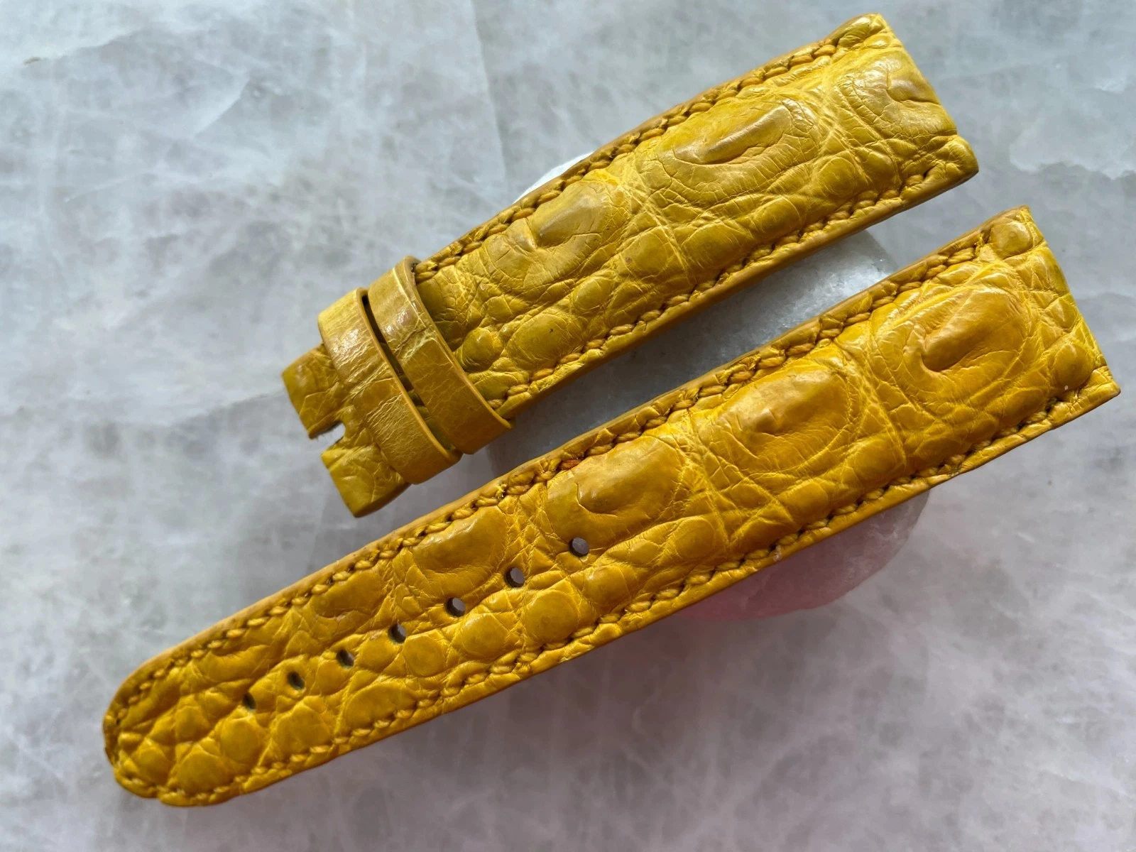 20mm/18mm Yellow Alligator Crocodile Print Leather Watch Strap Band
