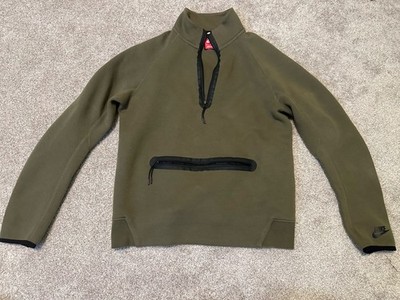 Size M Medium - Nike Sportswear Tech Fleece Half Zip- Olive Green