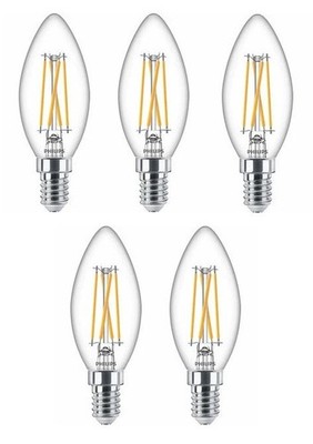 5x Philips LED Filament Kerze E14 3,2W = 25W dimmbar warm glow EEK:F (Spekt A-G)