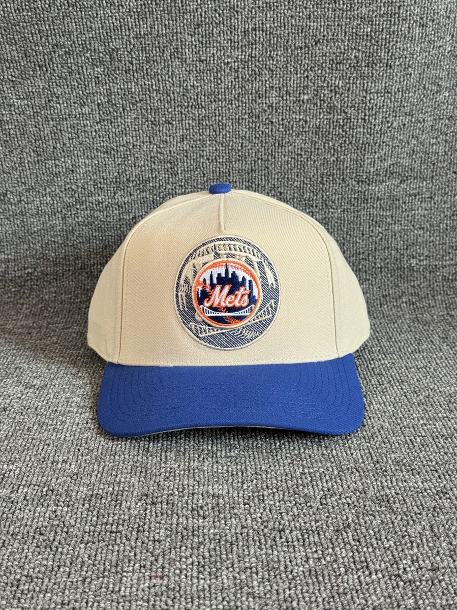Mitchell & Ness NY Mets Retro Snapback Hat Cream Blue Adjustable