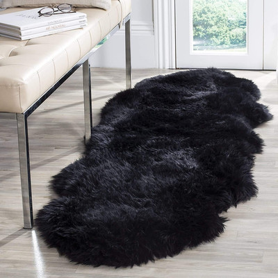 Premium Genuine Sheepskin Rug Black Real Australia Sheepskin Natural Luxury Fluf