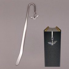 Bat Bookmark – Tibetan Silver Charm on a Metal Book Marker