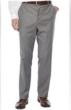 JF J.Ferrar Men's Gray Slim Flat Front Dress Pants 36 Straight Leg