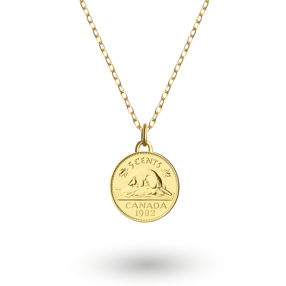 18K Gold Plated Canadian Cents Coin Necklace Medallion Queen