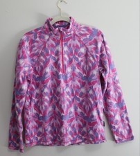 Women's Eddie Bauer 1/4 Zip Polar Fleece Pink Purple Pullover Size Small