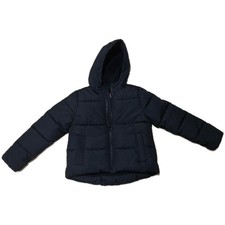 Swiss Tech Kids Black Hooded Puffer Jacket Size M 7-8 Full Zip Outdoors Casual