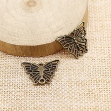 50PCS Antique Bronze Tone Metal Butterfly Charm Pendant Connector XCB98