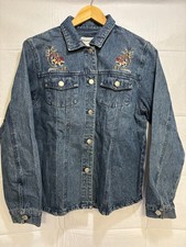 Pendleton Womens Denim Trucker Jacket Blue Embroidered Long Sleeve Western M