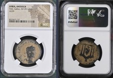 Large Ancient Roman Coin Emperor Trebonianus Gallus Temple NGC Genuine 251-253AD