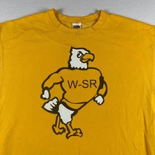 WSR Waverly Shell Rock Iowa Sweatshirt Mens Extra Large Yellow Hawks Crew Neck