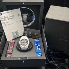 Hublot Big Bang Unico White Ceramic 44mm Skeleton Box & Papers 421.HX.1170.RX 2