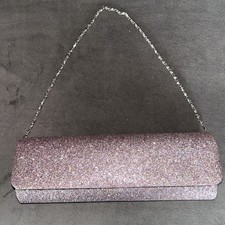 Vintage Unbranded Purple Glittery Evening Bag With Short Chain