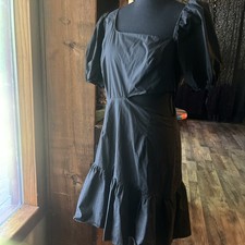 Asymmetrical Cut-out Puff Sleeve Little Black Dress Astr The Label Large