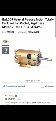 Baldor General Purpose Motor 7.5 HP 184T Frame