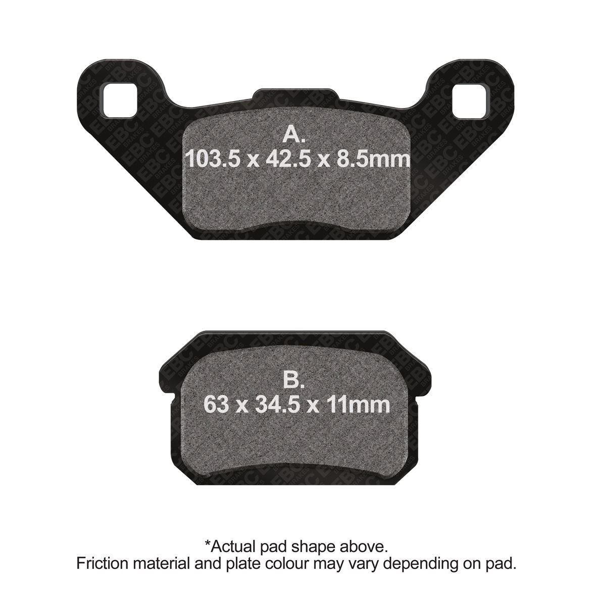 EBC Motorcycle TT Brake Pads Rear Left ADLY Canyon 280 Quad 2008 - 2009
