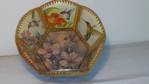 Lena Liu Vintage Handmade Crochet Hummingbird Storage Basket 3.5"x7.5"