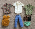 Vintage Barbie Ken Clothes Lot Button Up, Shoes, Pants, Vest