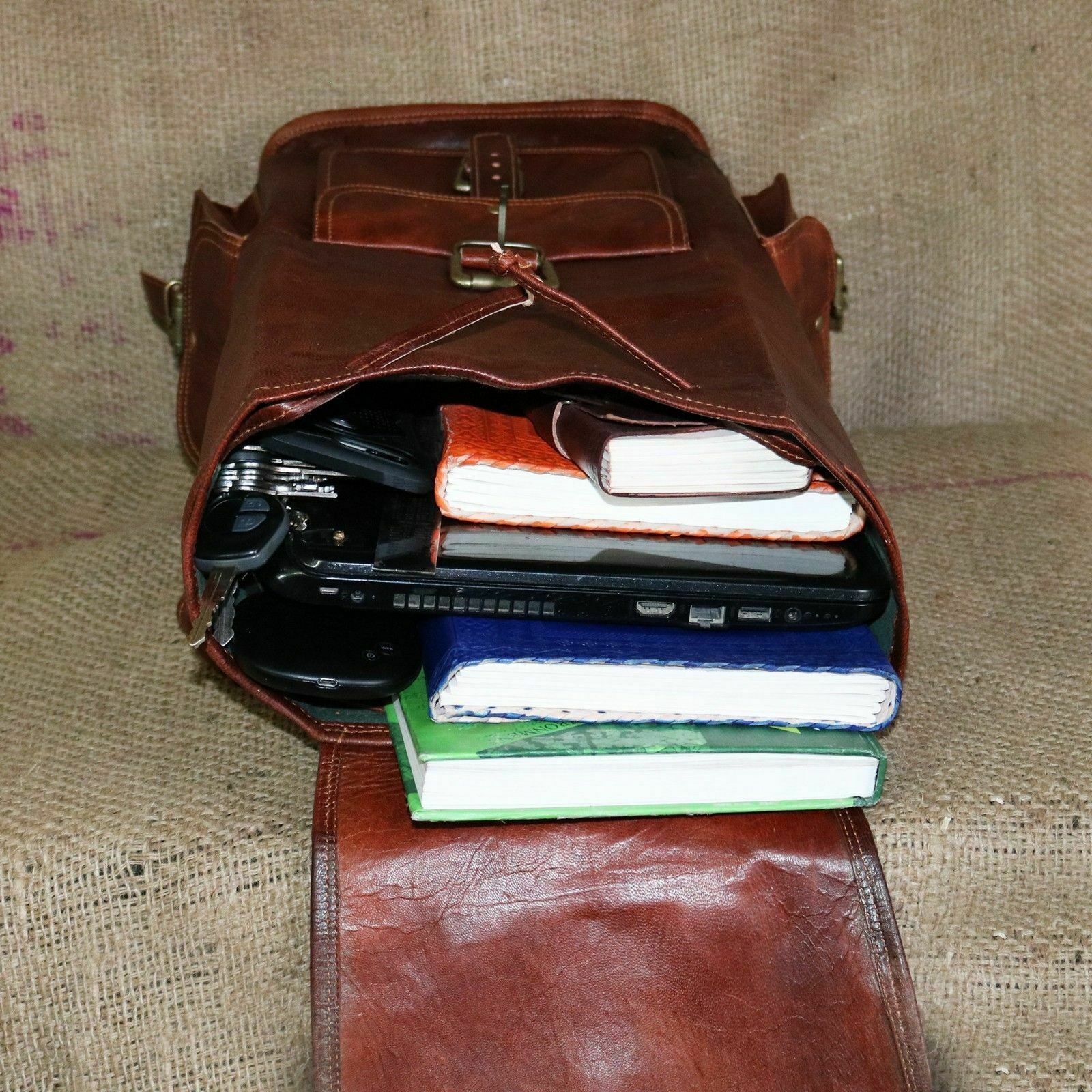 Men’s Genuine Goat Leather Travel Rucksack Shoulder Backpack Bag Best Quality