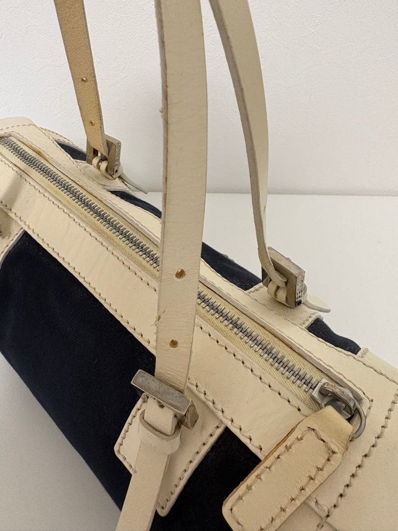 FENDI Hand Bag Tote Purse Logo Leather Navy Authentic thumbnail 18