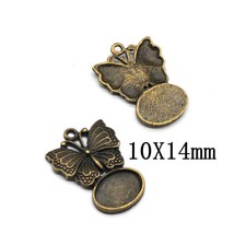 20PCS Bronze Tone Oval Cabochon Tray Butterfly Bezel Tray for 10X14mm BCB04