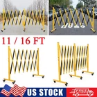 11/16FT Metal Expandable Driveway Gate Folding Retractable Barricade with Wheels