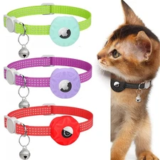 Reflective Dog Collar with Airtag Holder Adjustable Pet Safety Collar for Dogs