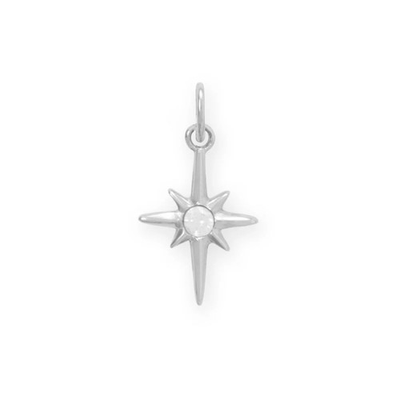 #ad #ad Women#x27;s Rhodium Plated 925 Sterling Silver Dainty CZ Northern Star Charm Astro $29.08