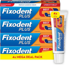 Fixodent plus Denture Adhesives Cream, 40G X 4, Best Hold, Premium, up to 88% of