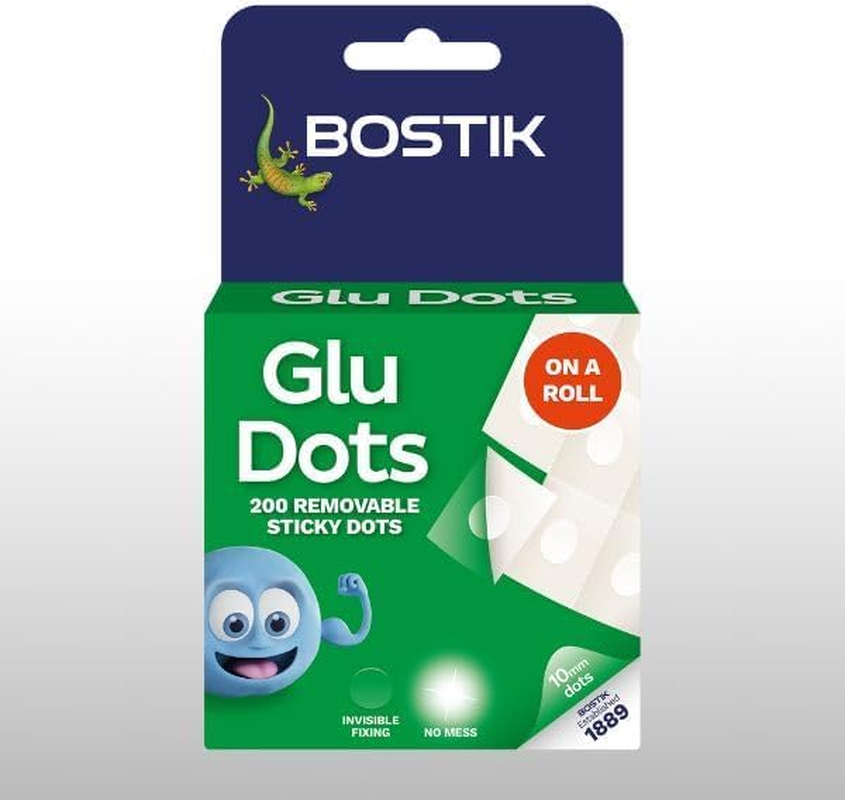 Bostik Glu Dots Roll 200 Clear Removable Double Sided Adhesive for Crafts