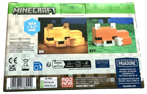 Minecraft Fuchs Licht Mojang lizenziert Nachtlicht Schreibtischlampe Spiel Dekor Symbol NEU - Bild 8 von 9