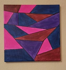 Abstract Art On Stretched Canvas Original Acrylic Painting Wall Decor 12x12"