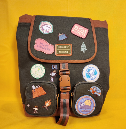 Loungefly Peanuts Snoopy Beagle Scout Canvas Patches Sak Mini Backpack ...