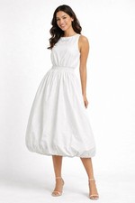 Trina Turk White Dress Smocked Sleeveless Size XS Bubble Hem Boho