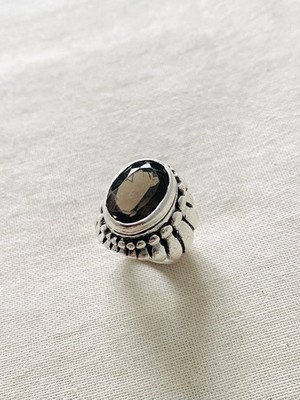 Der große Frosch kleine Feder Rauchquarz Fassung Ring (Größe I)
