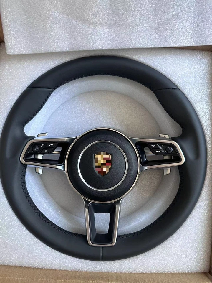 Porsche Leather Steering Wheel 911 991 Carrera 718 Cayman Boxster Cayenne Macan Foto 2 de 3