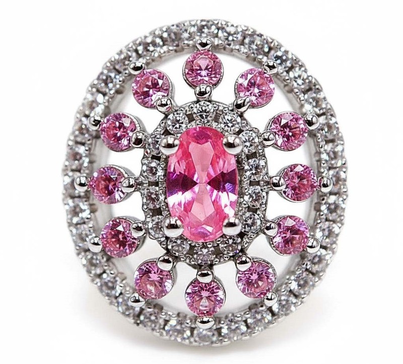 2CT Heat Treated Pink Topaz 925 Sterling Silver Ring Jewelry Sz 7