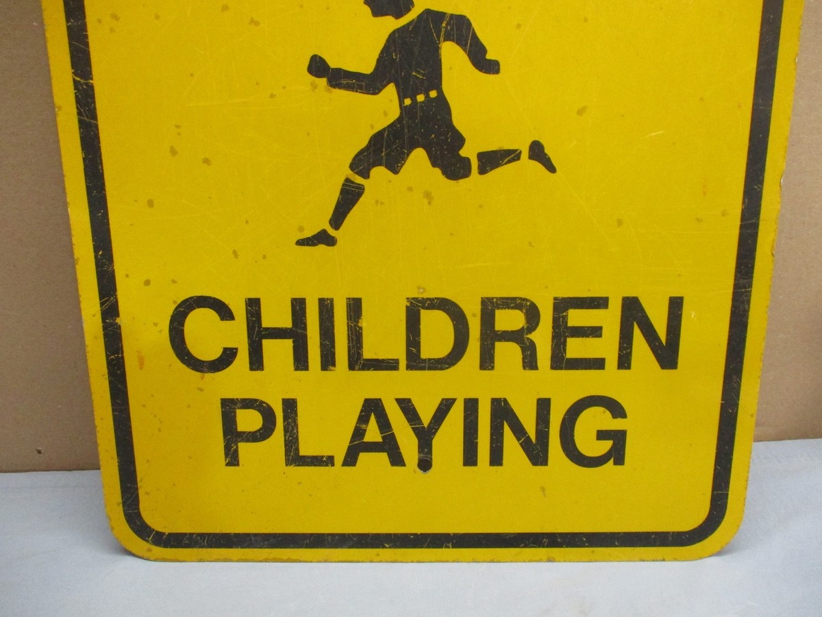 SLOW CHILDREN PLAYING Metal Yellow Hazard Street Sign 24