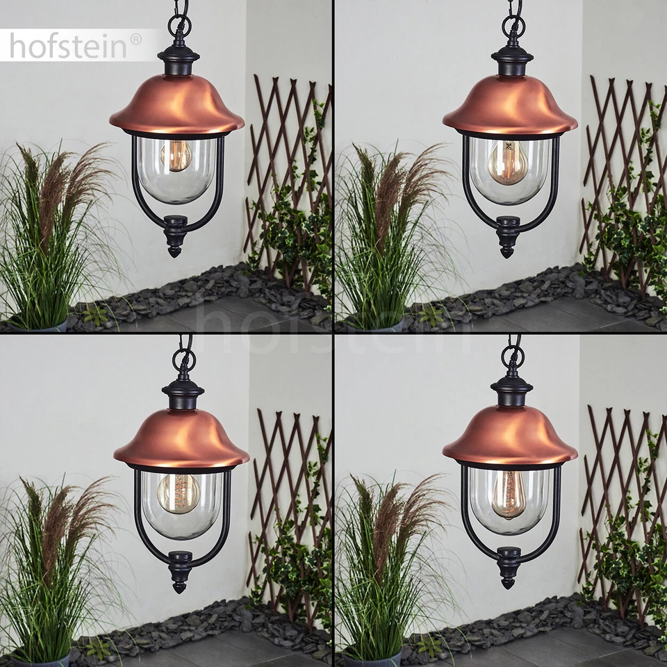 Außen Hänge Leuchten Lampen Schwarz/Kupfer Garten Balkon Terrassen Beleuchtung - Bild 2 von 4