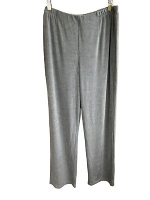 Chicos Travelers No Tummy Pants Shadow Cross Dye Womens L 2R Slinky Knit Gray