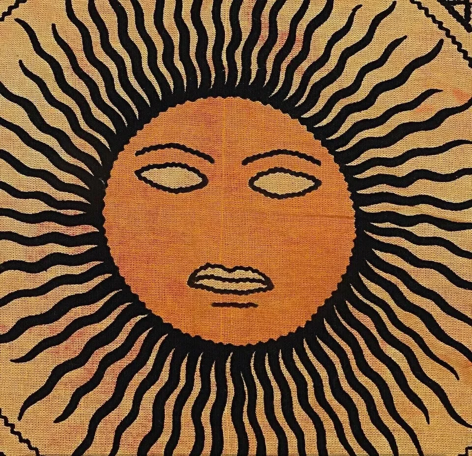 Hecho a mano Arte Sol Ardiente Redondo 22" Puf Cubierta Vintage Algodón Reposapiés Otomano Foto 2 de 3