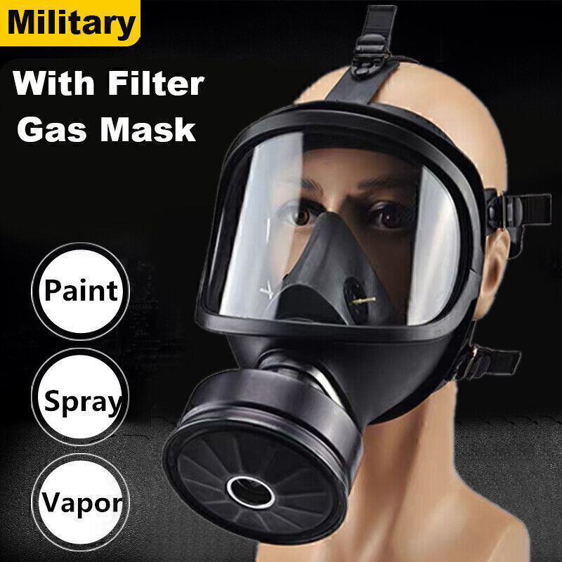 Chemical Gas Mask Full Face Respirator Spray Painting With 1PC 40mm Filter Box