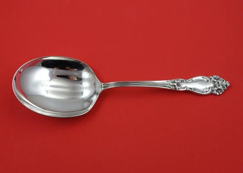 Amaryllis by Reed and Barton Sterling Silver Berry Spoon w/ plain bowl 8 3/4"