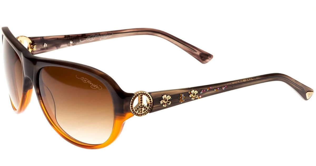 Ed Hardy Sunglasses Peace - Grey Brown with Case and Box | eBay display picture 1